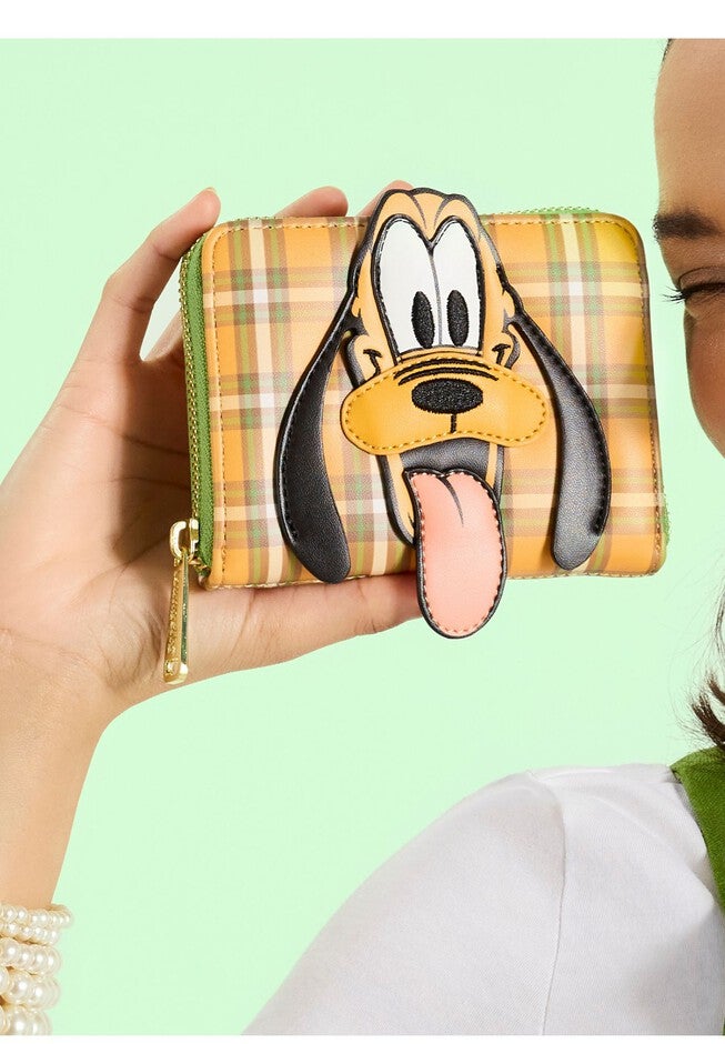 Loungefly x Disney Pluto 95th Anniversary Plaid Zip Around Wallet, ORANGE, alternate image number 4