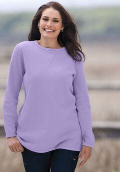 Long-Sleeve Crewneck Soft Waffle Knit Thermal Shirt