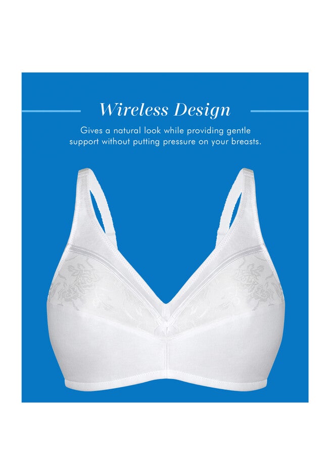 Bestform 5006233 Floral Trim Wireless Cotton Bra With Lightly-Lined Cups, , alternate image number null