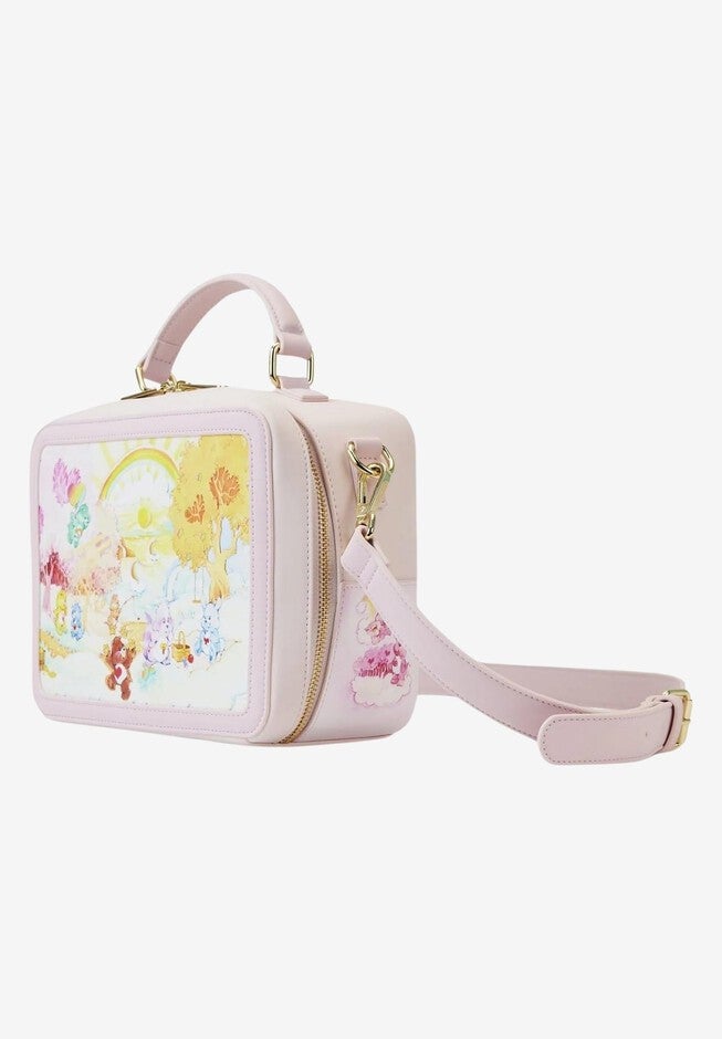 Loungefly x Care Bears Vintage Lunchbox Crossbody Bag, PINK, on-hover image number null