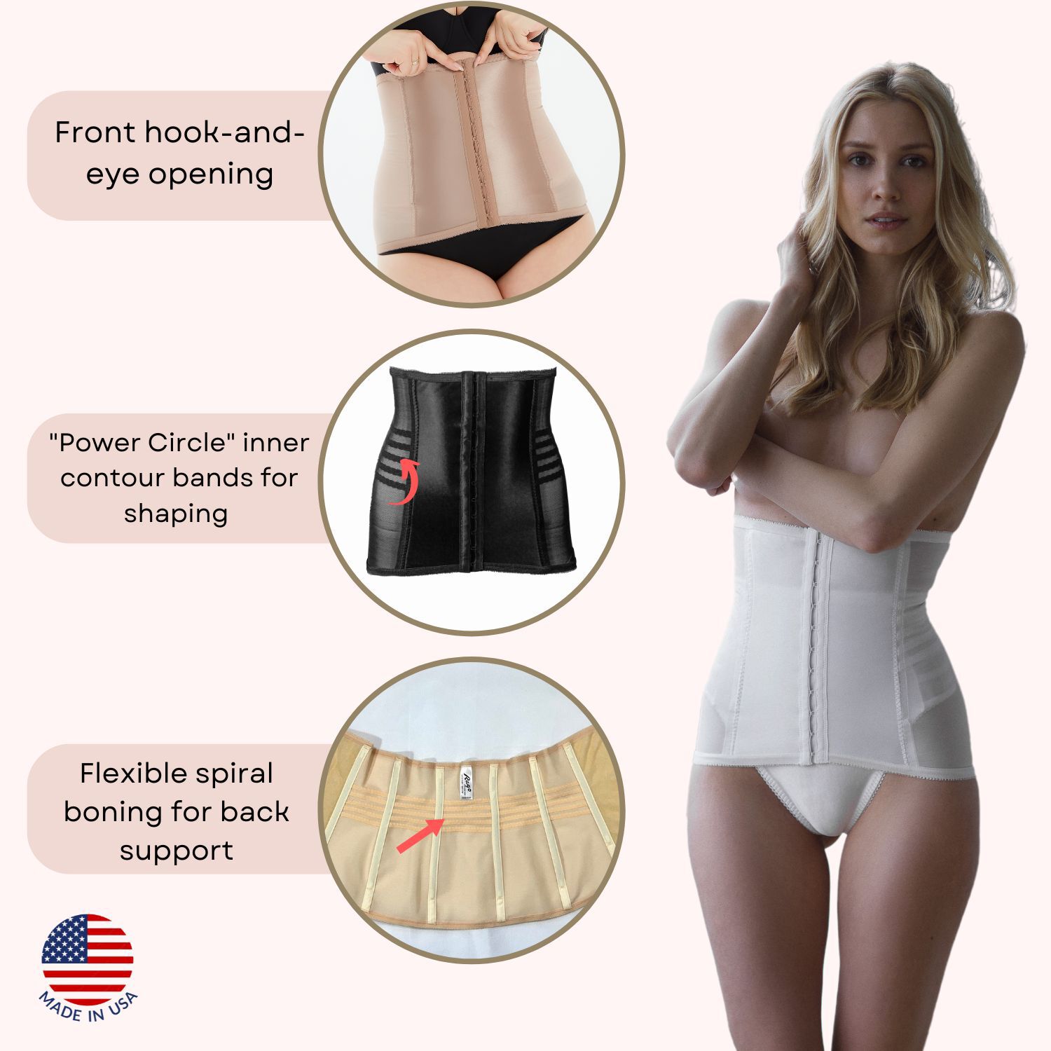 Shapette Powermesh Satin Panel Waist Cincher, BLACK, alternate image number 3