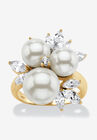 Yellow Gold over Sterling Silver Pearl and Cubic Zirconia Ring, YELLOW GOLD, hi-res image number 0
