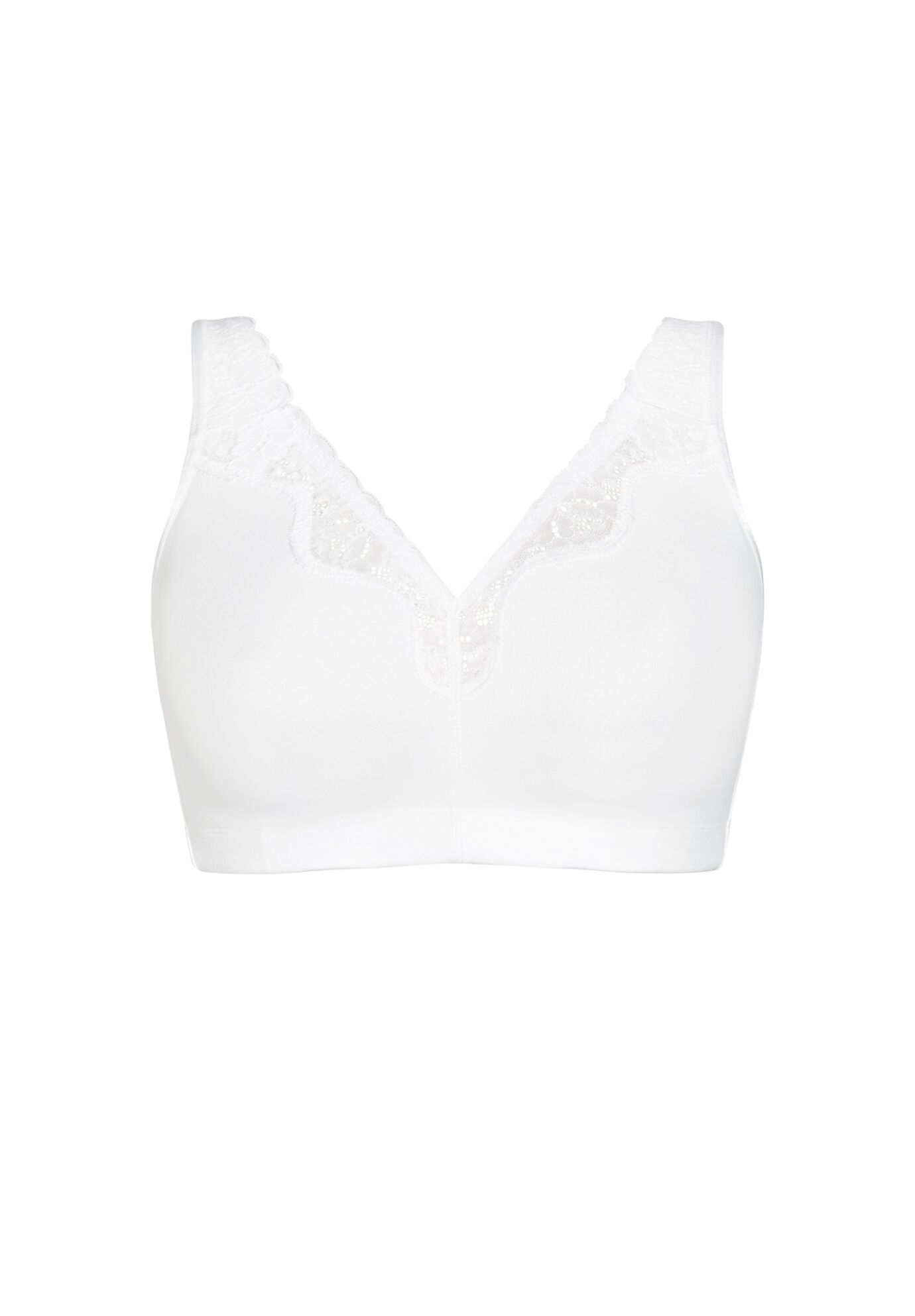Comfort Cotton Wire Free Lace Bra, WHITE, alternate image number 3