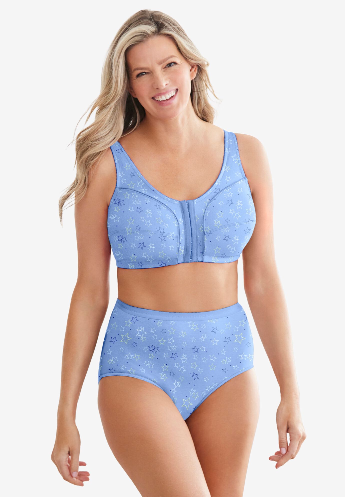 Cotton Front-Close Wireless Bra, , alternate image number 4