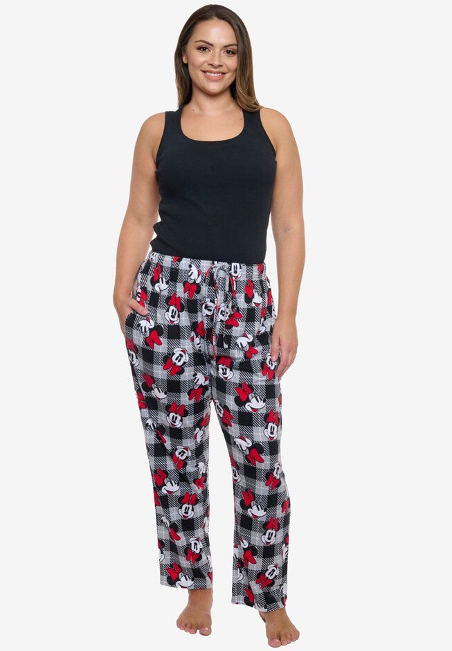 Women's Disney Minnie Mouse Pajama Pants Plaid Red Black, RED, alternate image number 5