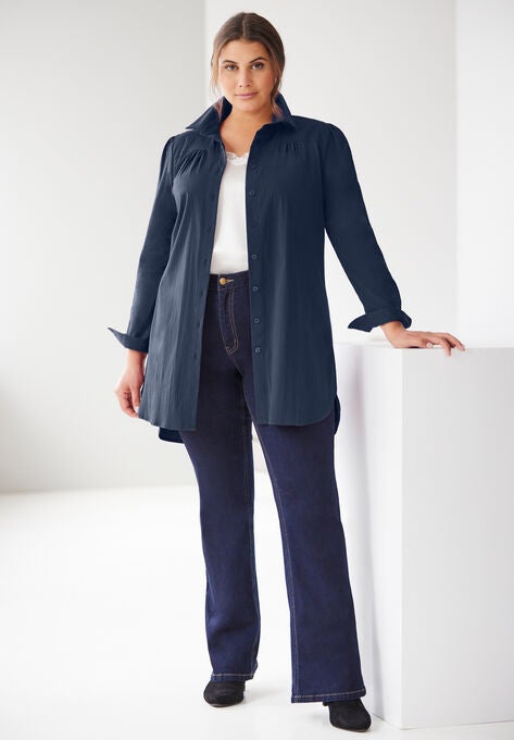 Button Front Shirt, NAVY, hi-res image number null