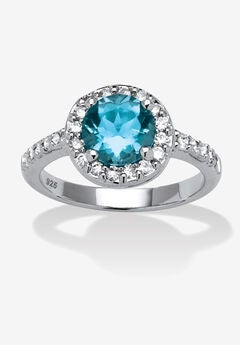 Sterling Silver Simulated Birthstone and Cubic Zirconia Ring