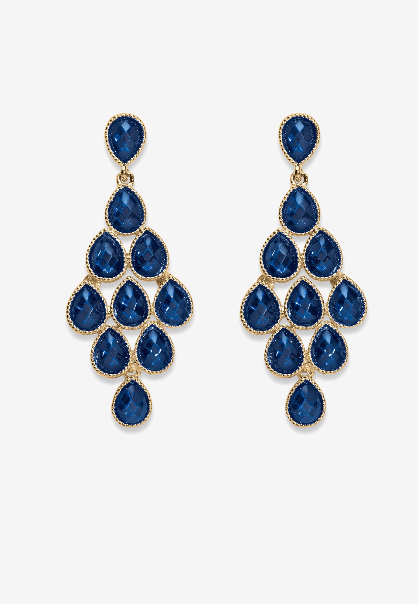 Gold Tone Pear Cut Simulated Birthstone Earrings, SEPTEMBER, hi-res image number 0