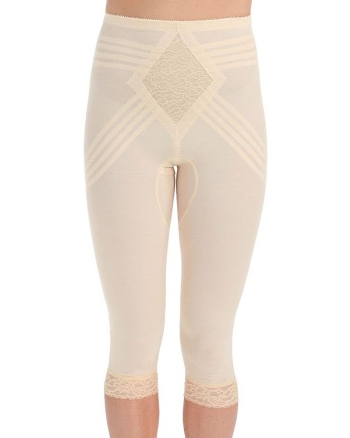 Firm to Extra Firm Support Breathable Waistline Capri Pant Liner With Power Mesh Fabric, BEIGE, hi-res image number 0
