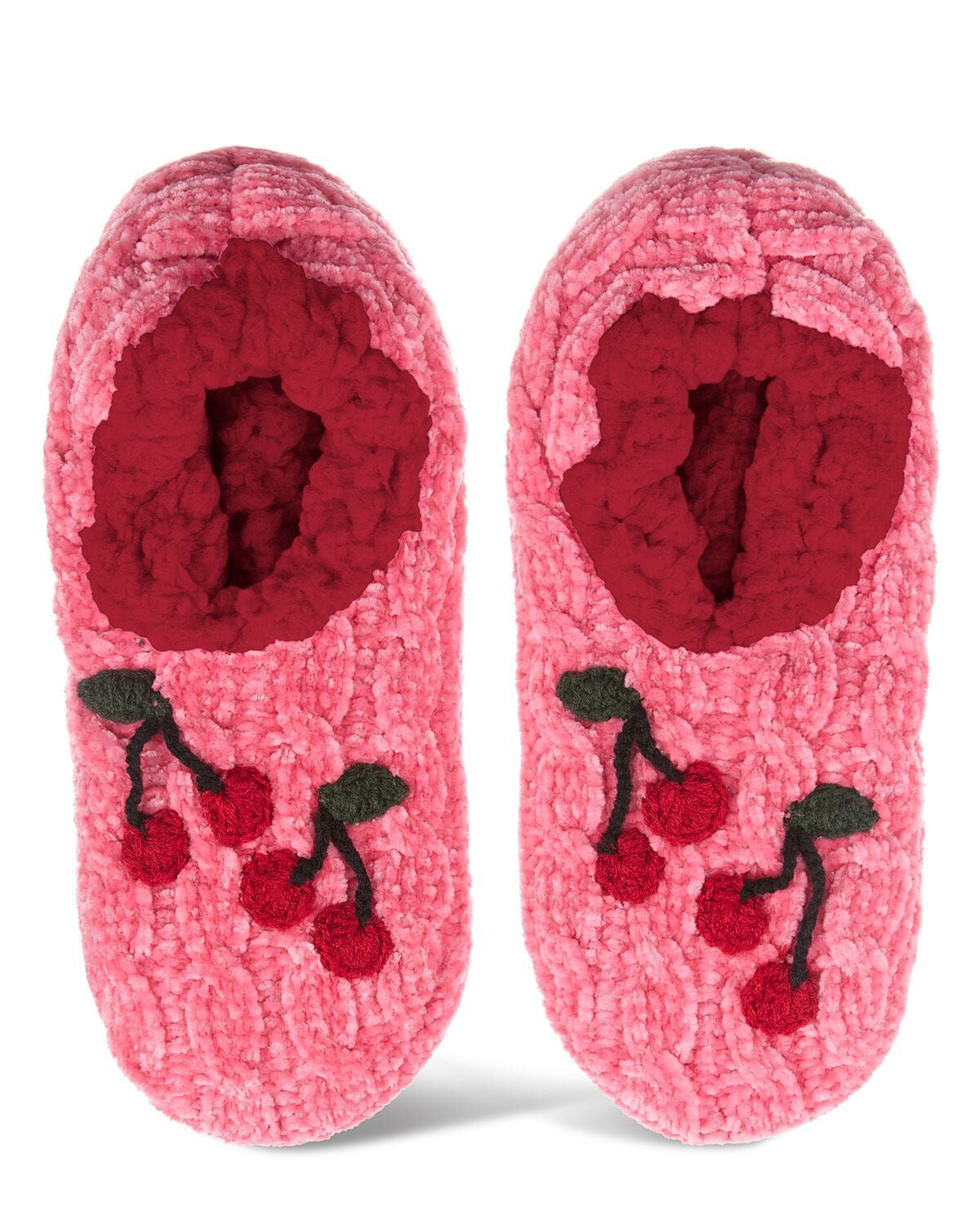 Women's Cozy Cherries Chenille Sherpa Lined Slippers, DISCO PINK, alternate image number 1
