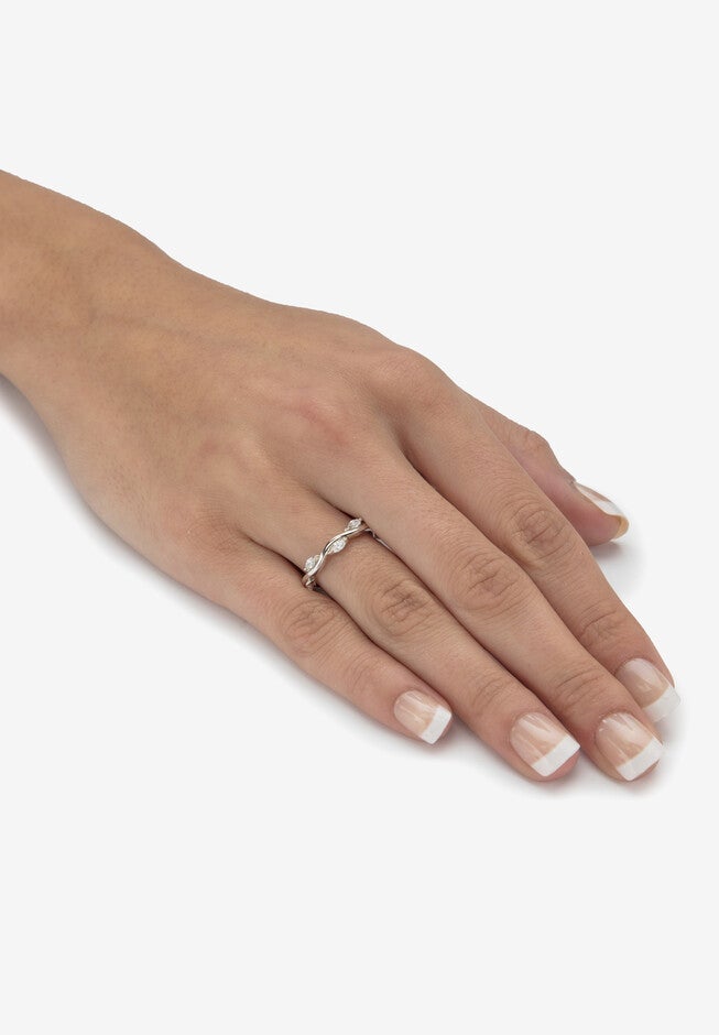 Sterling Silver Cubic Zirconia Marquise Vine Ring, , alternate image number 2