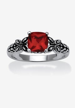 Cushion-Cut Birthstone Ring In Sterling Silver