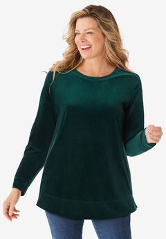 Plush Velour Tunic Sweatshirt