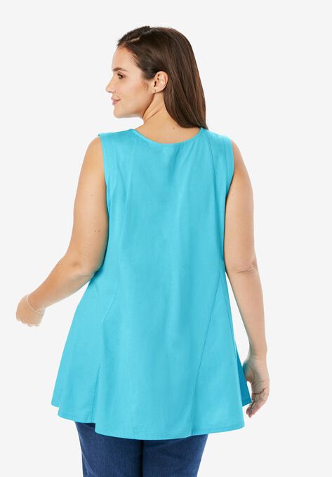 Sleeveless Fit-And-Flare Tunic Top, , on-hover image number null