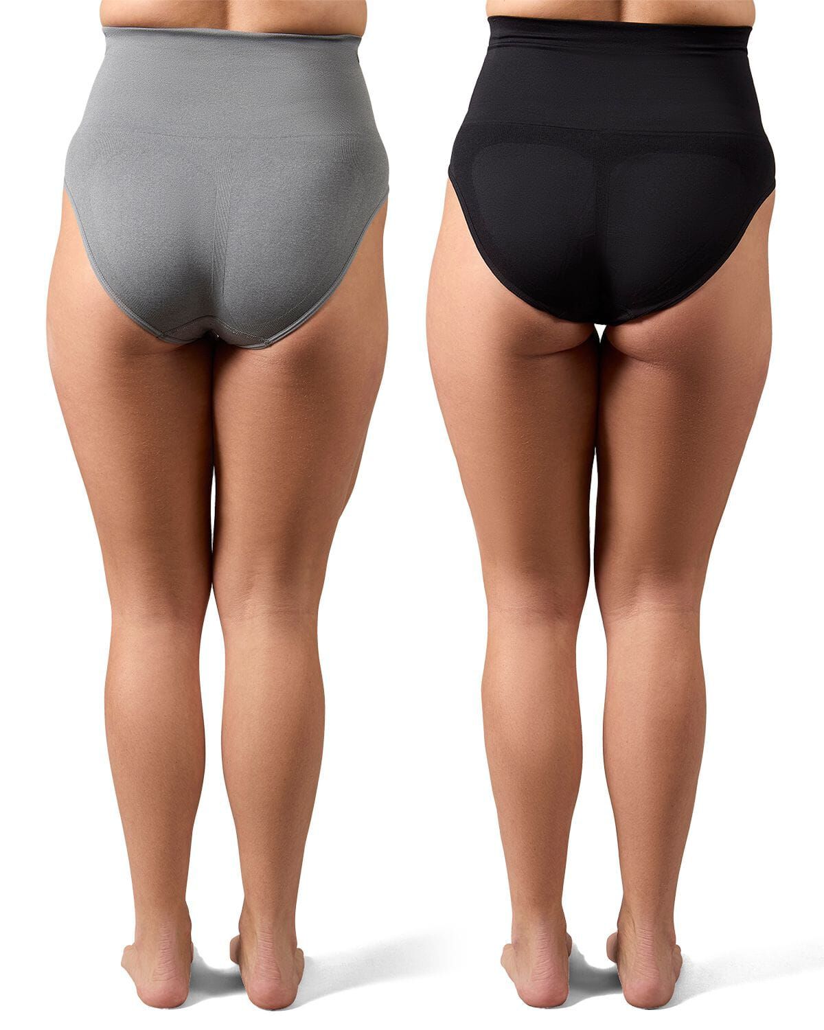 2 Pair Women's Full Coverage High Waisted Shaping Briefs, GRAY HEATHER BLACK, alternate image number 2