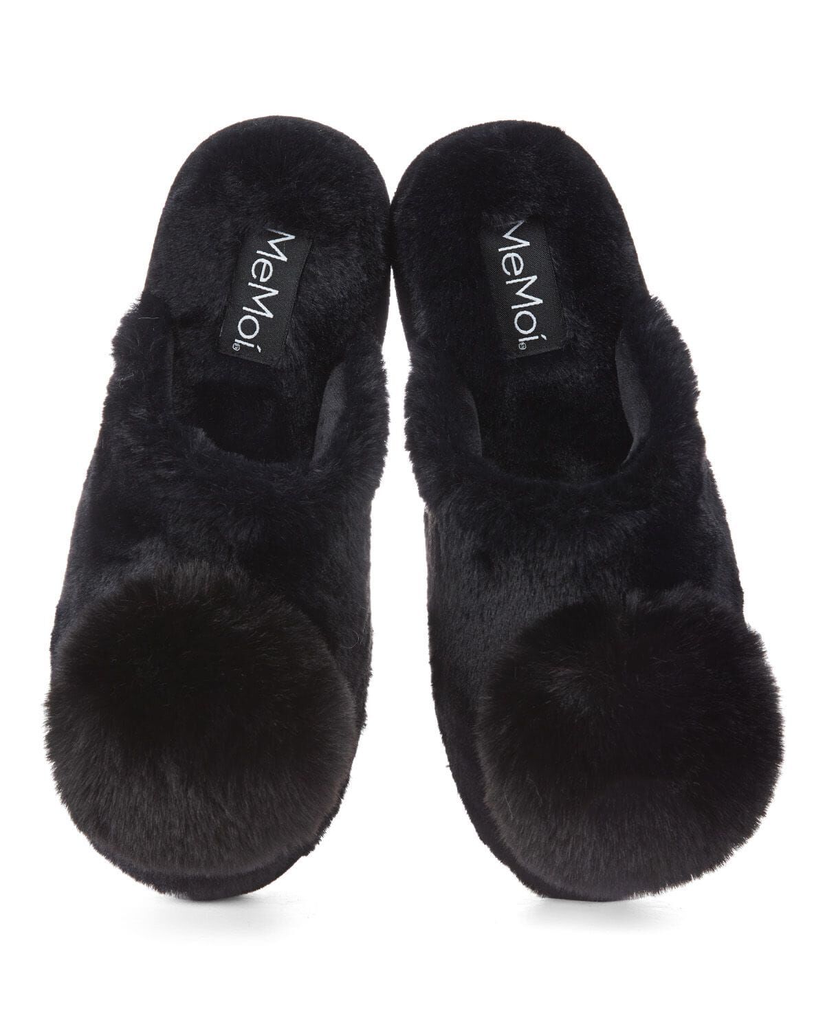 The Gloria Plush Pom-Pom Slippers, BLACK, alternate image number 1