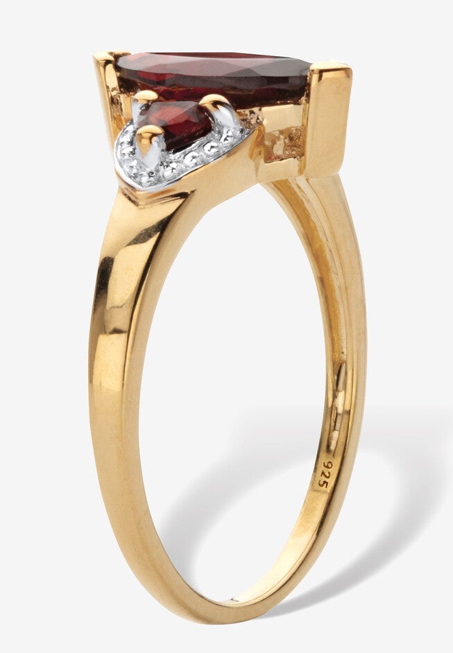 Yellow Gold Over Silver Marquise Cut Red Garnet Ring (1 11/16 cttw.), , on-hover image number null