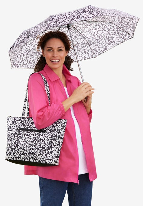 Umbrella and Tote Set, BLACK CONFETTI FLORAL, hi-res image number null
