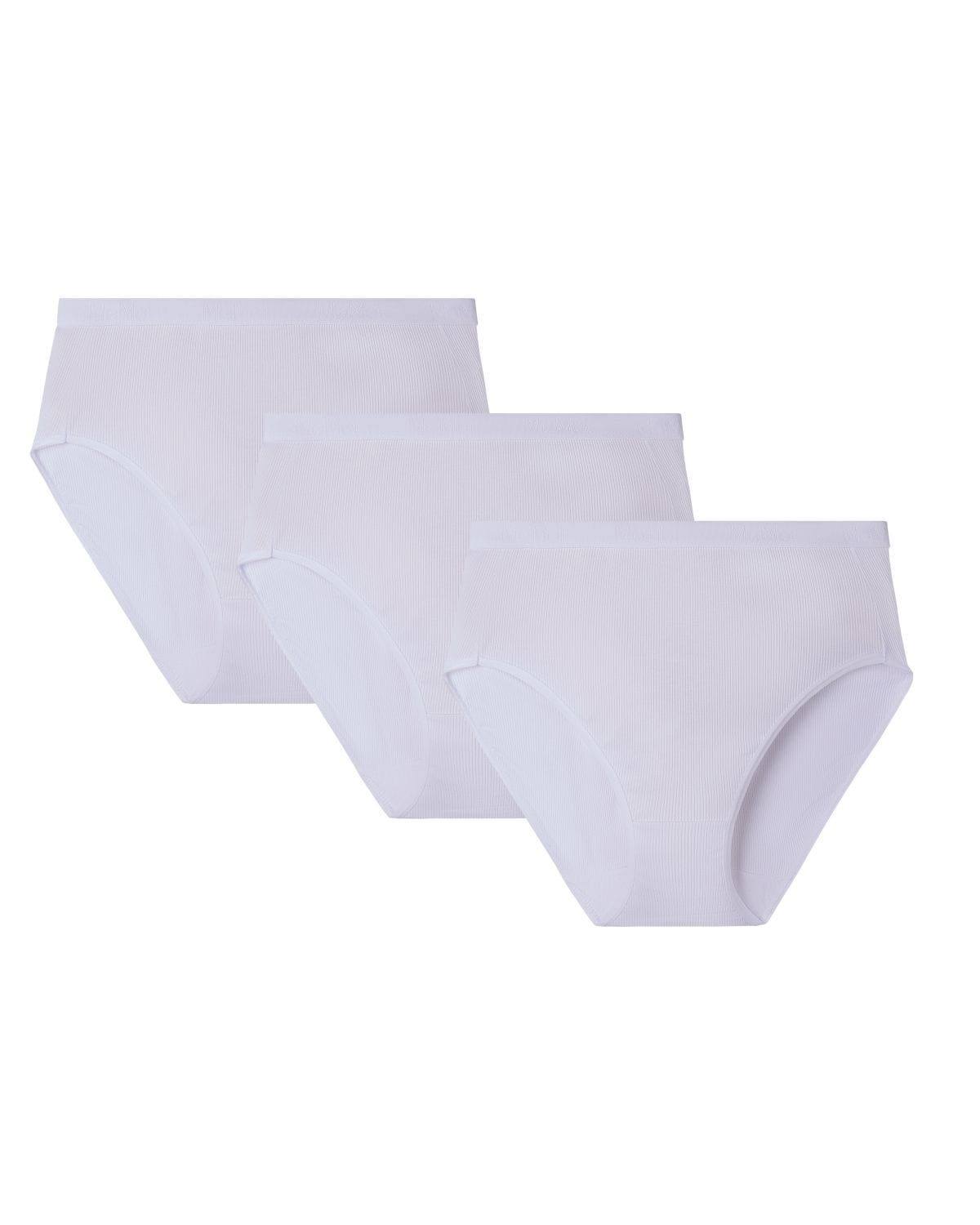 Women's 3 Pair Pack Ribbed Briefs, WHITE, alternate image number 3