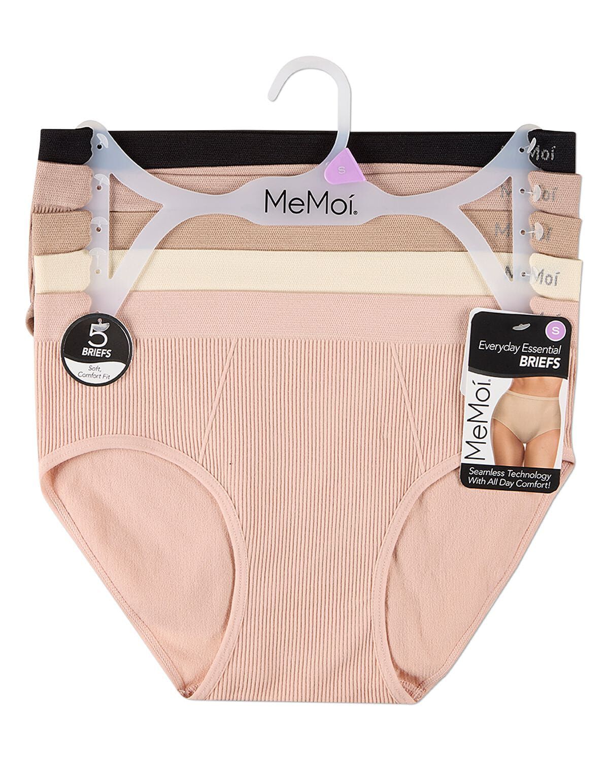 5 Pair Women's Seamless Ribbed No-Show Tag-Free Briefs, SEPIA ROSE MULTI, alternate image number 1