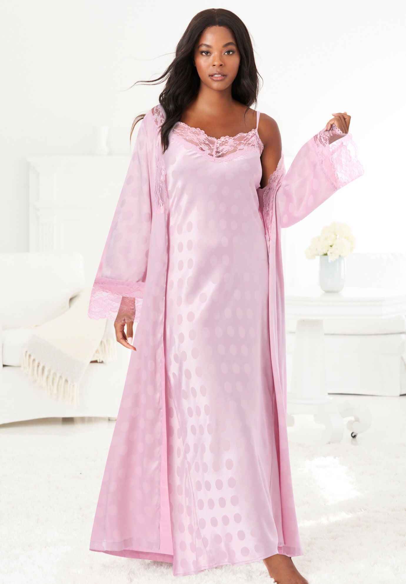 Peignoir satin long top