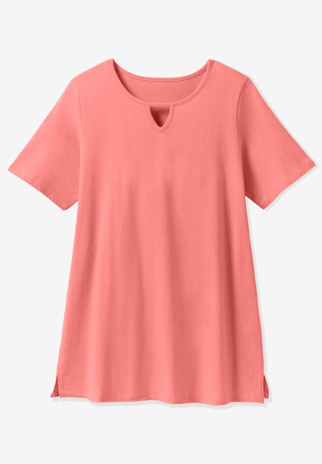 Perfect Printed Short-Sleeve Keyhole Tee, , alternate image number 5