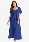 Long Silky Lace-Trim Gown , ULTRA BLUE, hi-res image number null