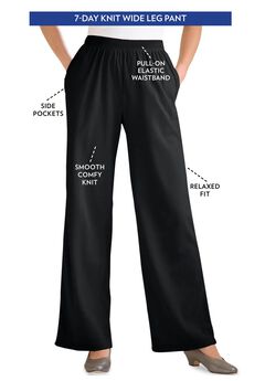 7-Day Knit Wide-Leg Pull-On Pants