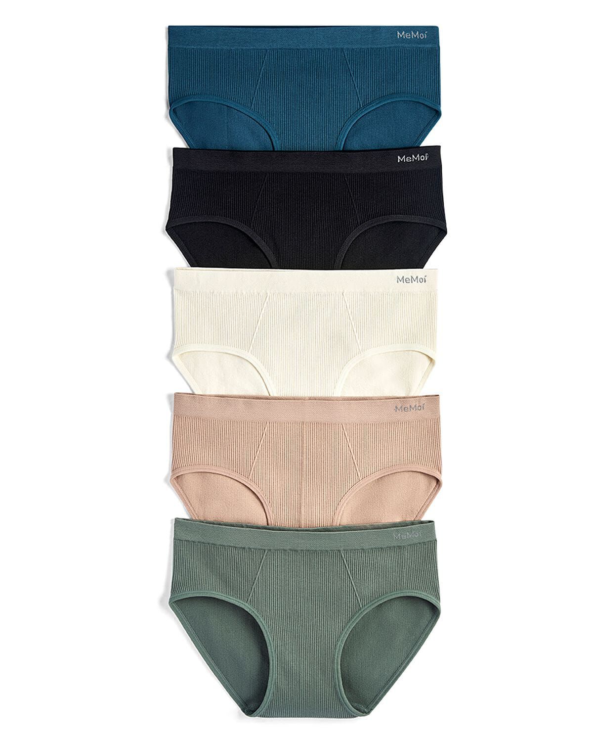 5 Pair Women's Seamless Ribbed No-Show Tag-Free Briefs, WARM TAUPE MULTI, alternate image number 1