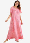 Long Floral Print Cotton Gown, PEACH CREAM FLOWERS, hi-res image number null