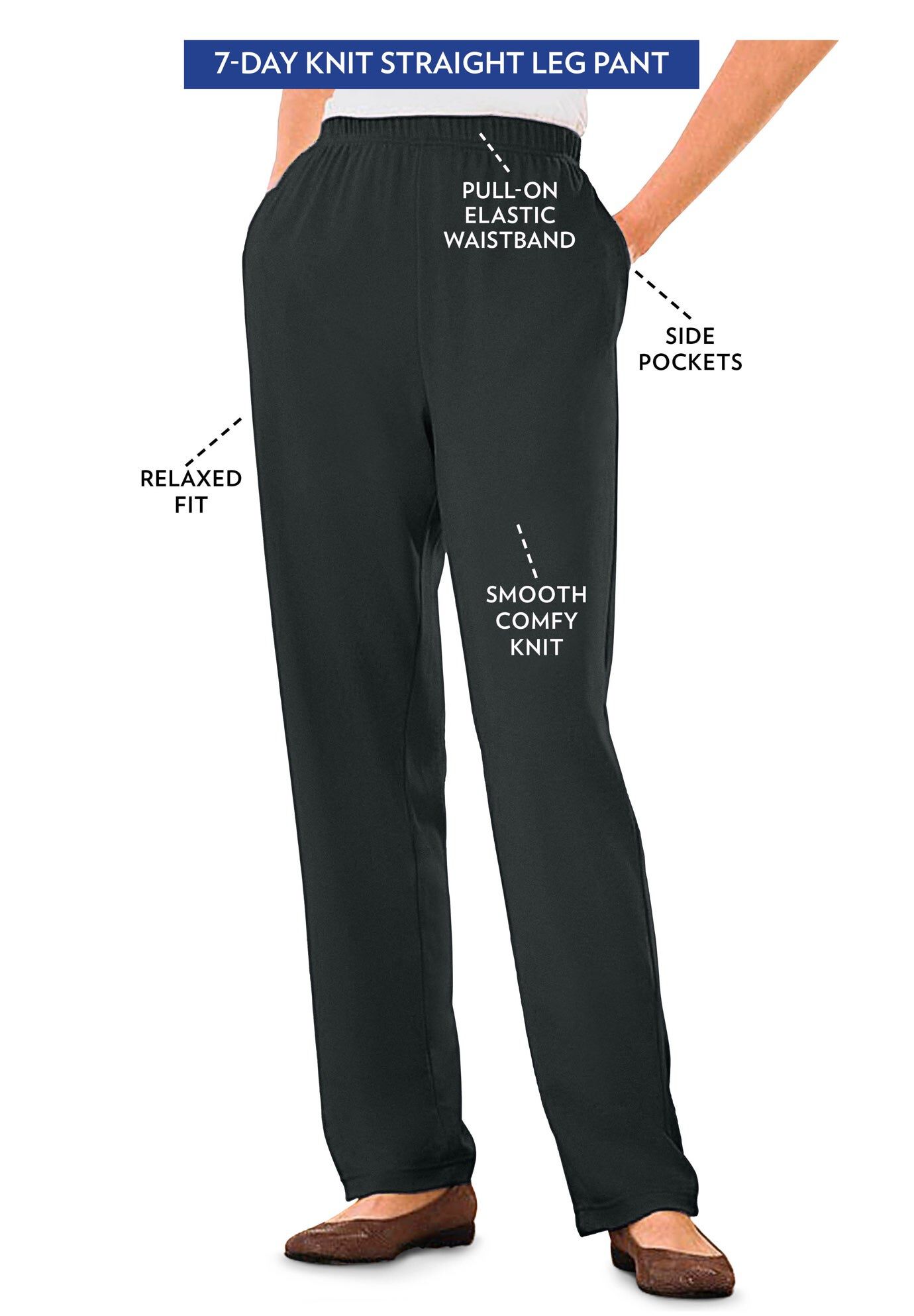 7-Day Knit Straight-Leg Pull-On Pants