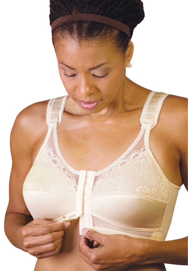 Sheer Comfort Front Hook Mastectomy Bra, IVORY, hi-res image number 0