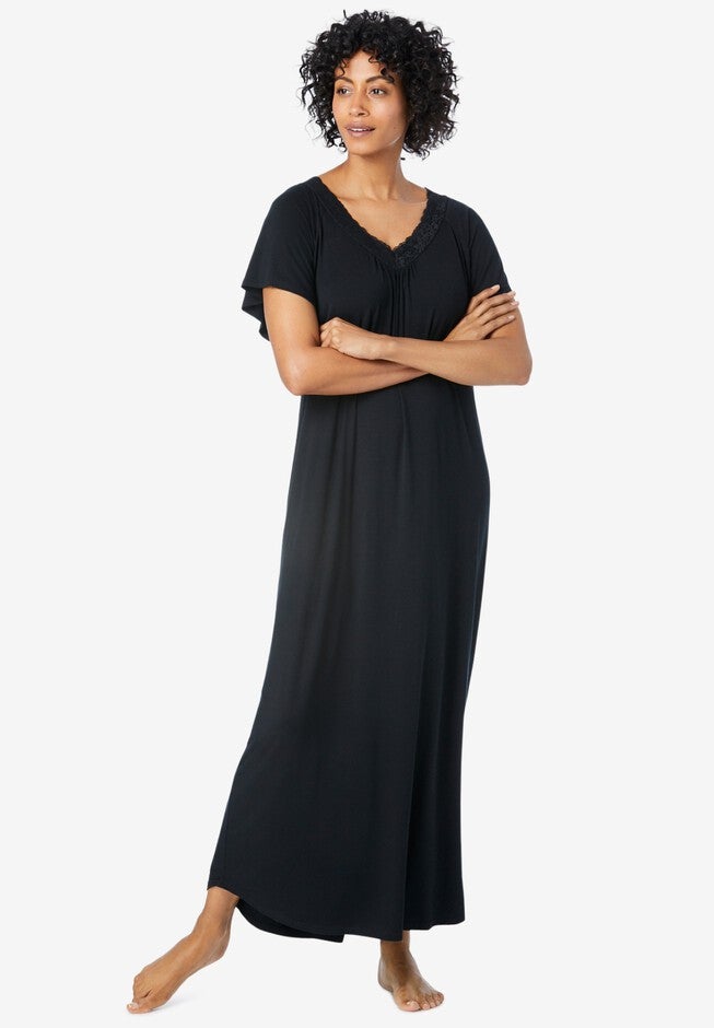 Lace Knit Gown, BLACK, hi-res image number null