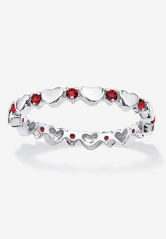 Simulated Birthstone Heart Eternity Ring