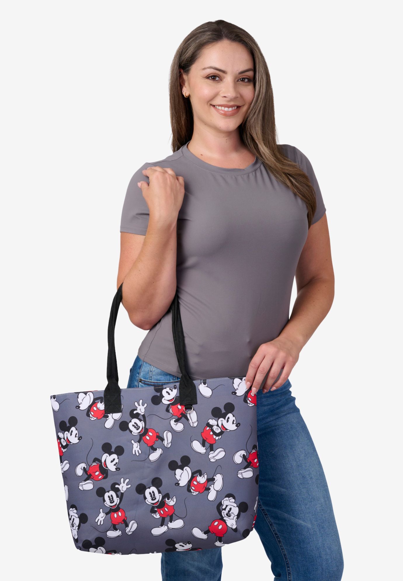 Disney Mickey Mouse Tote Bag D-Ring Charm Hook Cordura Grey Travel, GRAY, alternate image number 3