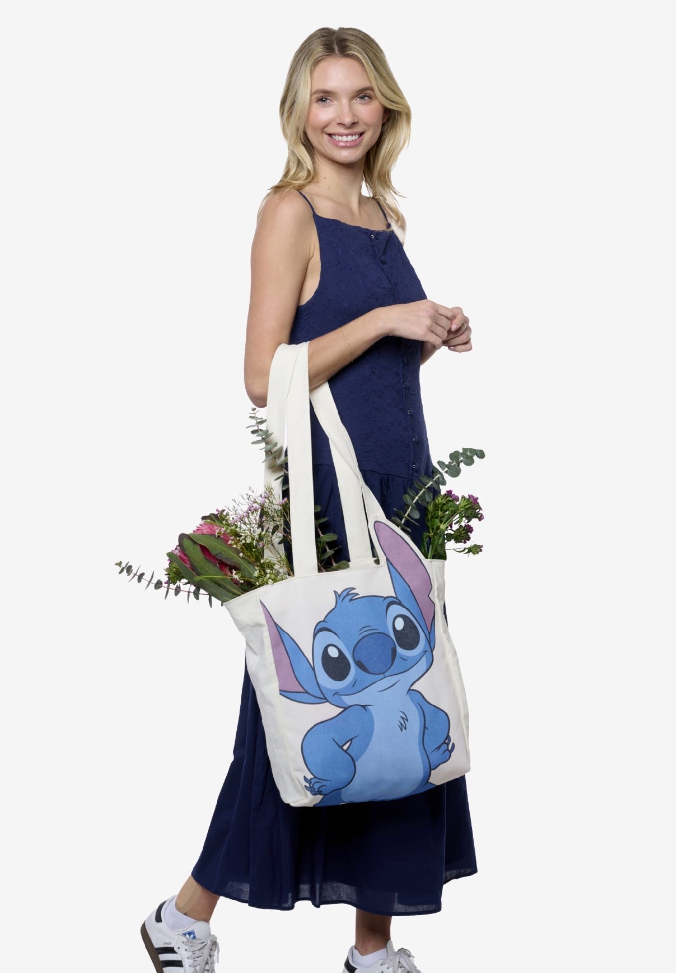 Disney Stitch Die-Cut Canvas Tote Bag with Shaped Top, BEIGE, alternate image number 4