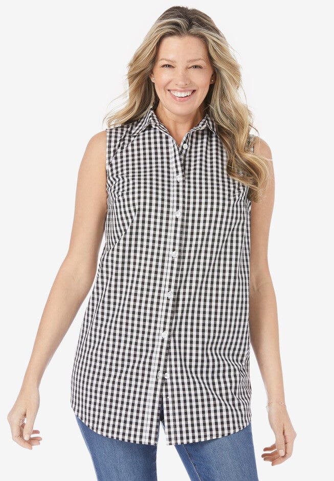 Perfect Button Down Sleeveless Shirt, , alternate image number null