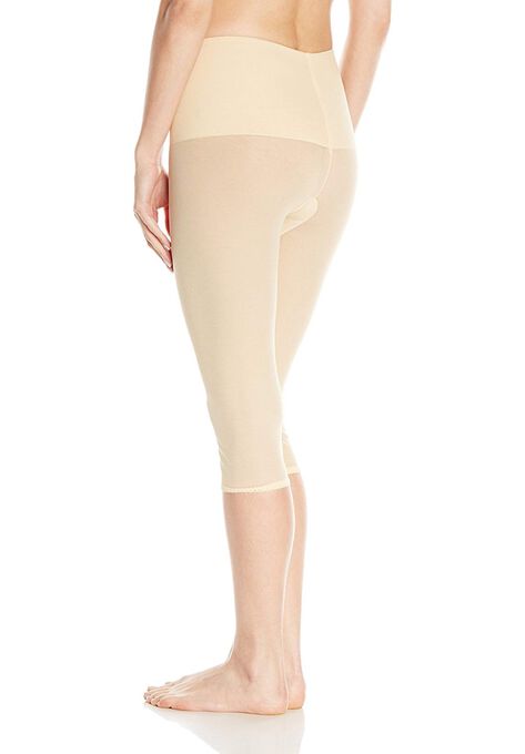 Rago High Waist Wide Band Tummy Shaper Sheer Capri Pant, BEIGE, hi-res image number null