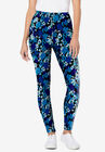 Stretch Cotton Printed Legging, BLACK WATERCOLOR FLOWERS, hi-res image number null