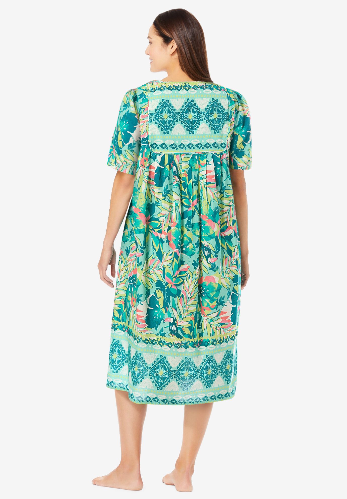 Mixed Print Short Lounger, ISLAND AQUA TROPICAL, on-hover image number 1