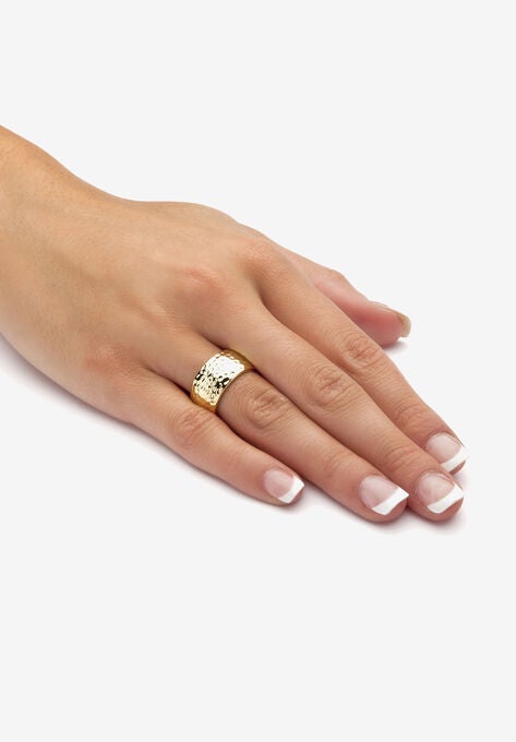 Hammered Style Ring in Yellow Goldplate (10mm), , alternate image number null