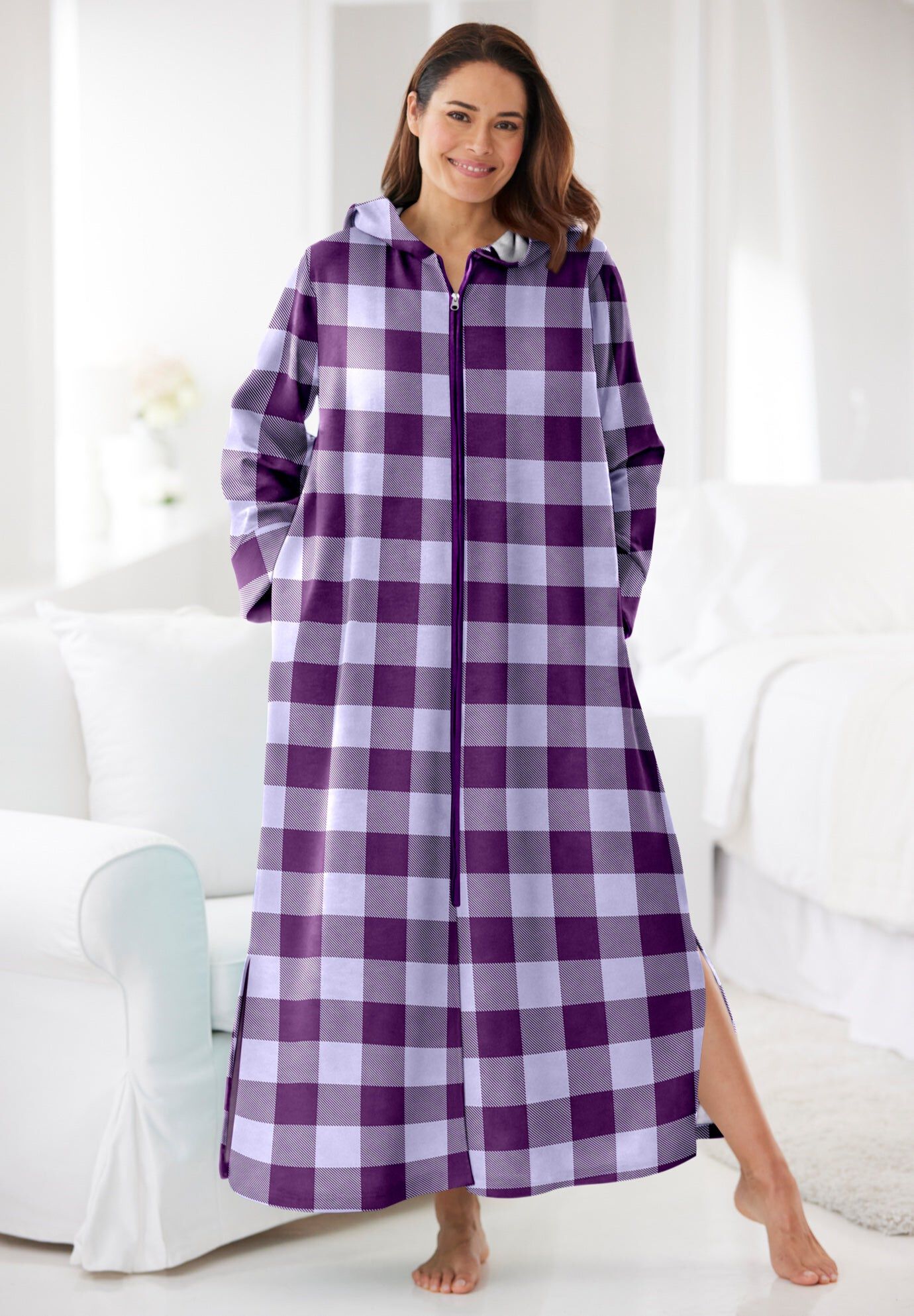 Long Hooded Fleece Sweatshirt Robe