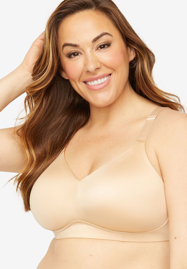 Comfort Choice Womens Plus Size Wireless Back Smoothing Bra Nude