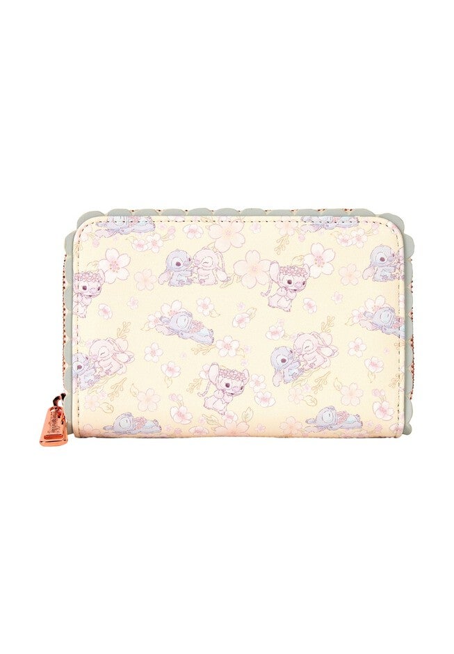 Loungefly x Disney Stitch Cherry Blossom Wallet Zip Around, BEIGE, on-hover image number 1