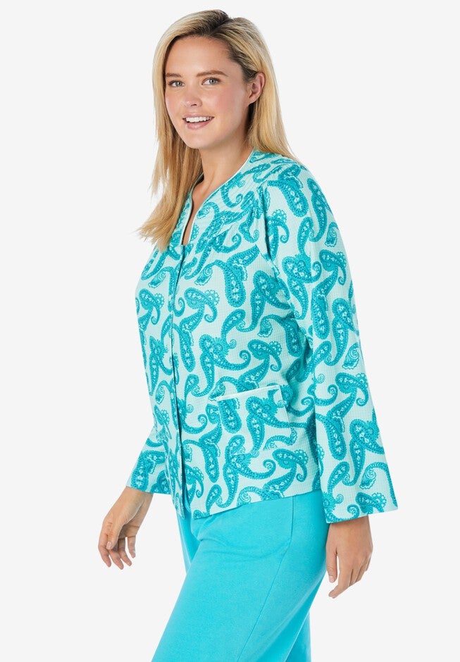 Waffle Knit Short Robe, , alternate image number 2