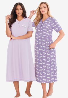 2-Pack Long Henley Sleepshirt