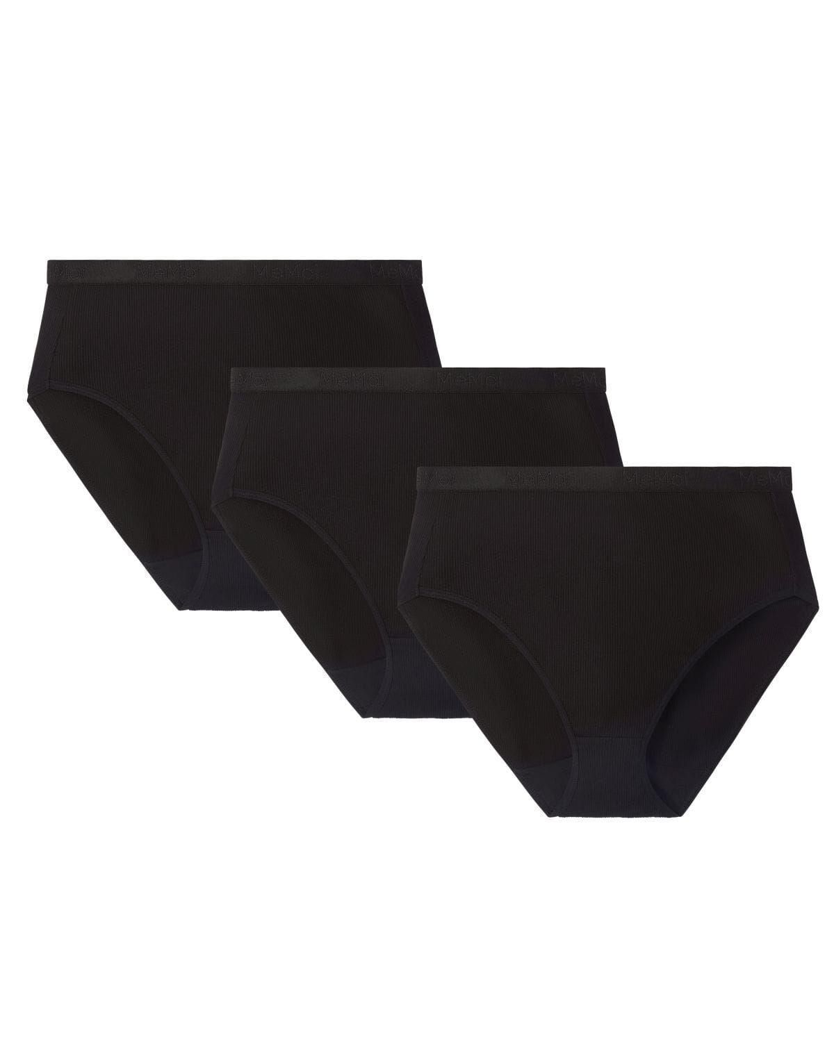 Women's 3 Pair Pack Ribbed Briefs, BLACK, alternate image number 3