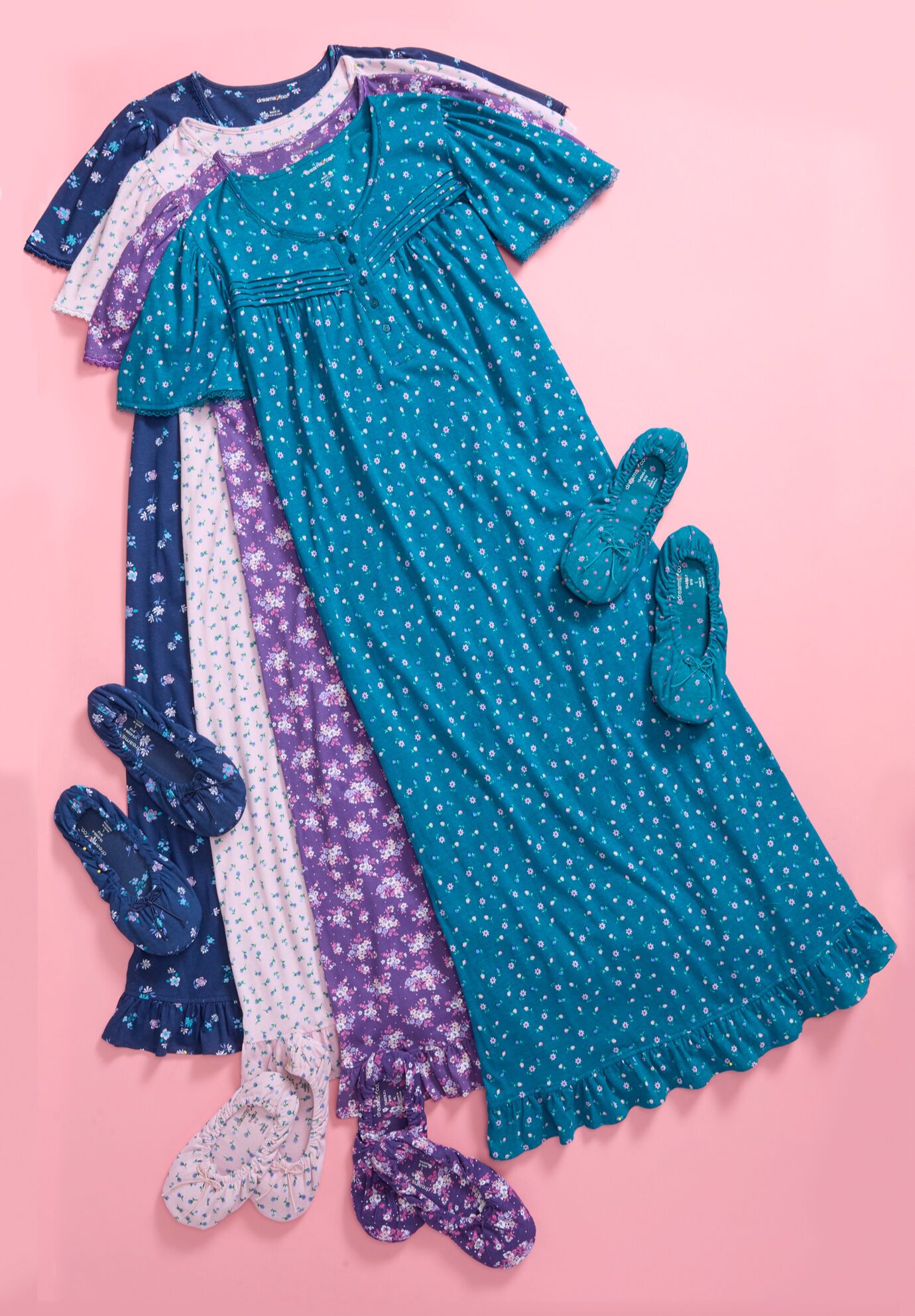 Long Floral Print Cotton Gown, , alternate image number 5