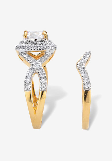 Gold Over Silver Bridal Ring Set Cubic Zirconia (2 1/5 Cttw Tdw), , on-hover image number null