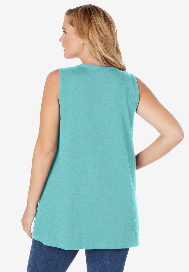 Sleeveless Notch-Neck Tunic, , on-hover image number null